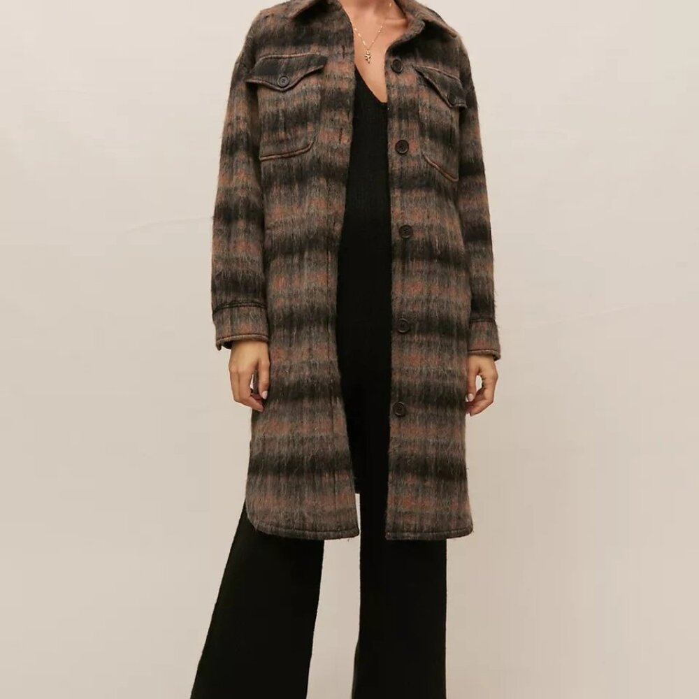Avec Les Filles Brushed Plaid Longline Coat